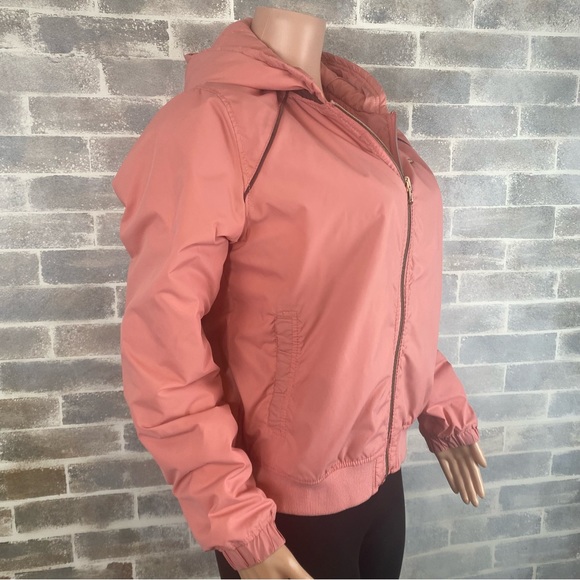 Women’s Peach / Pink Colored Hooded Zip Up Bench Jacket 4 Pockets Size 12 - Picture 4 of 16